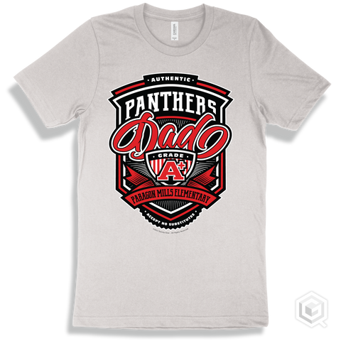 Panther White T-shirt - Authentic Grade A Plus Paragon Mills Elementary Panthers Dad Design