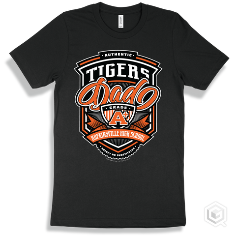 Tiger Black T-shirt - Authentic Grade A Plus Hopkinsville High School Tigers Dad Design
