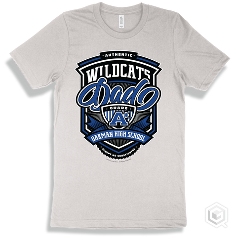 Wildcat White T-shirt - Authentic Grade A Plus Oakman High School Wildcats Dad Design