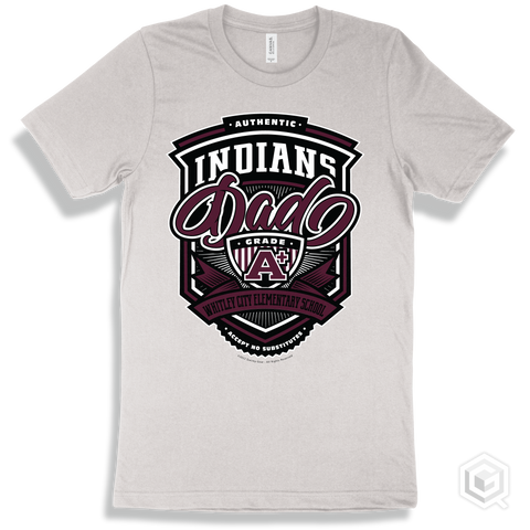 Indian White T-shirt - Authentic Grade A Plus Whitley City Elementary School Indians Dad Design