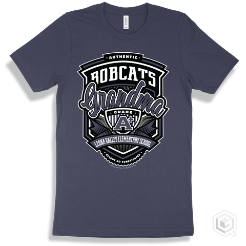 Bobcat Navy T-shirt - Authentic Grade A Plus Leona Valley Elementary School Bobcats Grandma Design