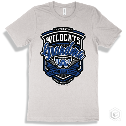 Wildcat White T-shirt - Authentic Grade A Plus Oakman High School Wildcats Grandma Design