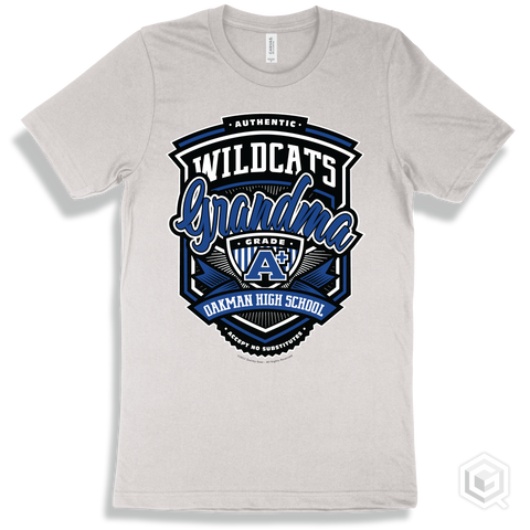 Wildcat White T-shirt - Authentic Grade A Plus Oakman High School Wildcats Grandma Design