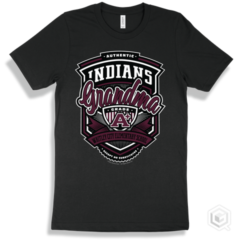 Indian Black T-shirt - Authentic Grade A Plus Whitley City Elementary School Indians Grandma Design