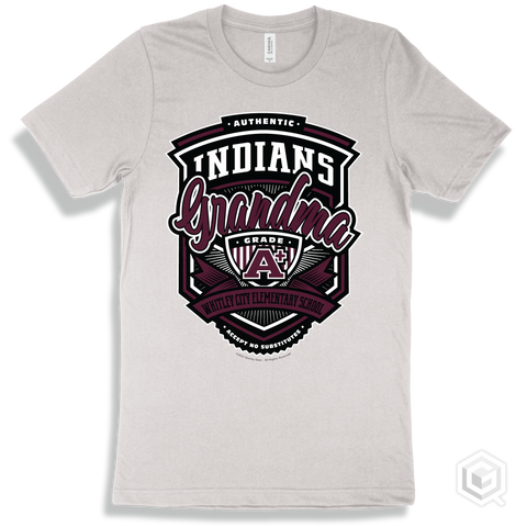 Indian White T-shirt - Authentic Grade A Plus Whitley City Elementary School Indians Grandma Design