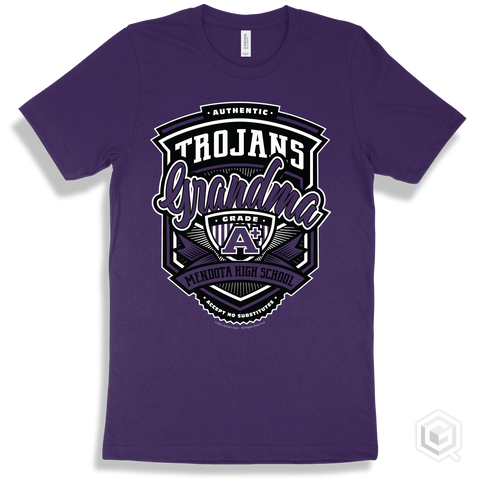 Trojan Team Purple T-shirt - Authentic Grade A Plus Mendota High School Trojans Grandma Design