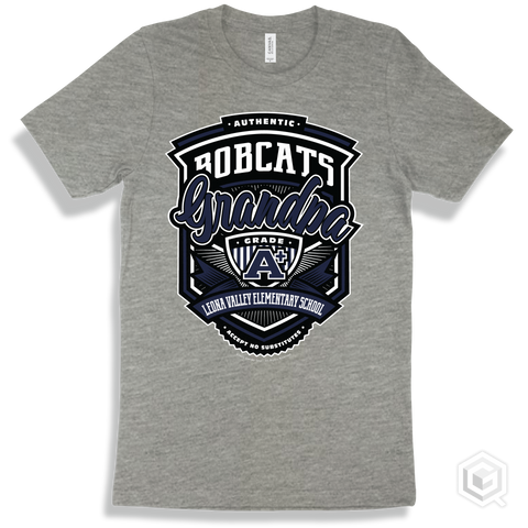 Bobcat Athletic Heather T-shirt - Authentic Grade A Plus Leona Valley Elementary School Bobcats Grandpa Design
