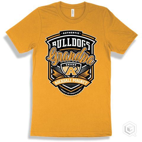 Bulldog Gold T-shirt - Authentic Grade A Plus Rockdale Magnet School for Science and Technology Bulldogs Grandpa Design