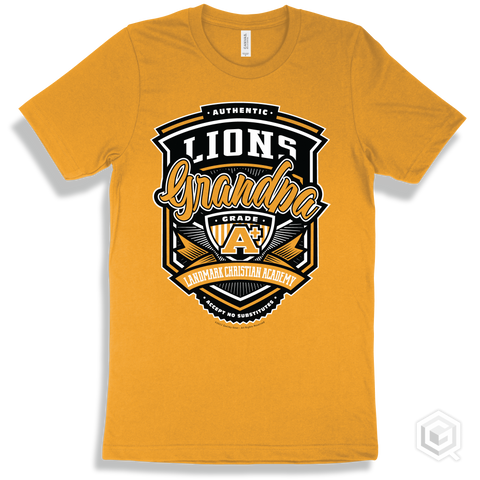 Lion Gold T-shirt - Authentic Grade A Plus Landmark Christian Academy Lions Grandpa Design