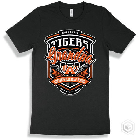 Tiger Black T-shirt - Authentic Grade A Plus Hopkinsville High School Tigers Grandpa Design