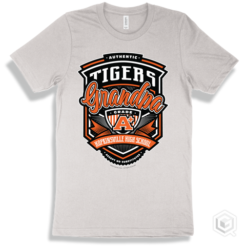 Tiger White T-shirt - Authentic Grade A Plus Hopkinsville High School Tigers Grandpa Design