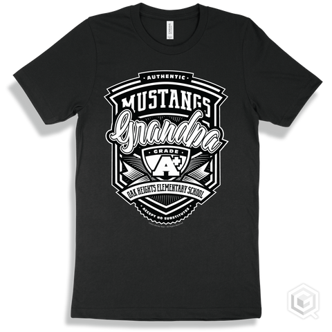 Mustang Black T-shirt - Authentic Grade A Plus Oak Heights Elementary School Mustangs Grandpa Design