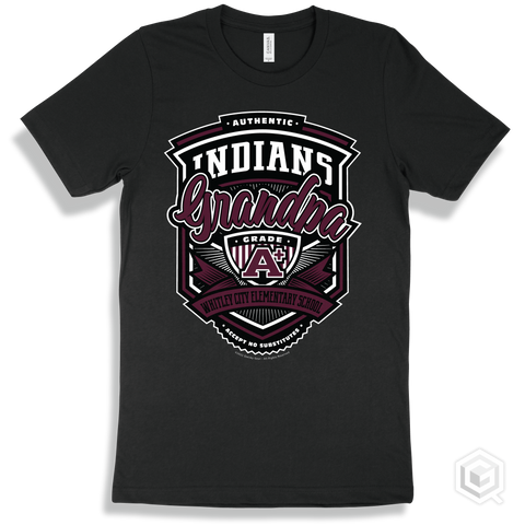 Indian Black T-shirt - Authentic Grade A Plus Whitley City Elementary School Indians Grandpa Design