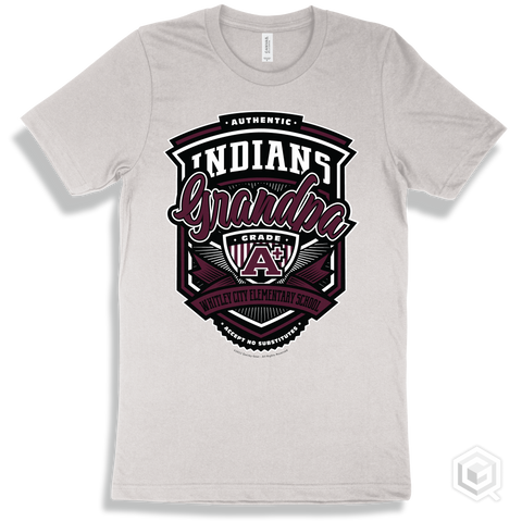 Indian White T-shirt - Authentic Grade A Plus Whitley City Elementary School Indians Grandpa Design