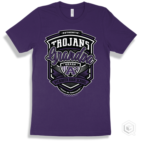 Trojan Team Purple T-shirt - Authentic Grade A Plus Mendota High School Trojans Grandpa Design