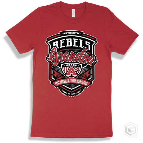 Rebel Red T-shirt - Authentic Grade A Plus East Franklin Junior High School Rebels Grandpa Design