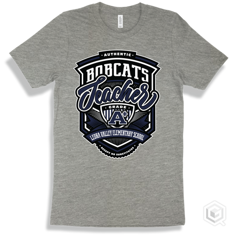 Bobcat Athletic Heather T-shirt - Authentic Grade A Plus Leona Valley Elementary School Bobcats Teacher Design