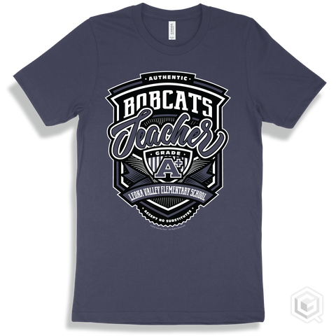 Bobcat Navy T-shirt - Authentic Grade A Plus Leona Valley Elementary School Bobcats Teacher Design