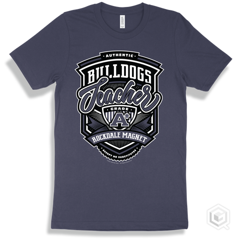 Bulldog Navy T-shirt - Authentic Grade A Plus Rockdale Magnet School for Science and Technology Bulldogs Teacher Design