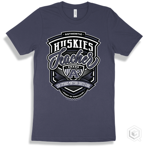Husky Navy T-shirt - Authentic Grade A Plus Casa Esperanza Montessori Charter School Huskies Teacher Design