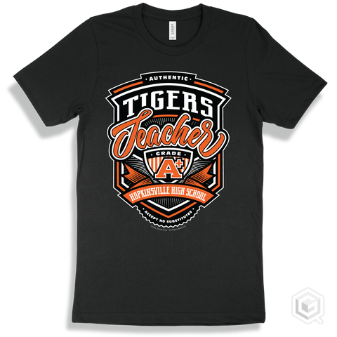 Tiger Black T-shirt - Authentic Grade A Plus Hopkinsville High School Tigers Teacher Design