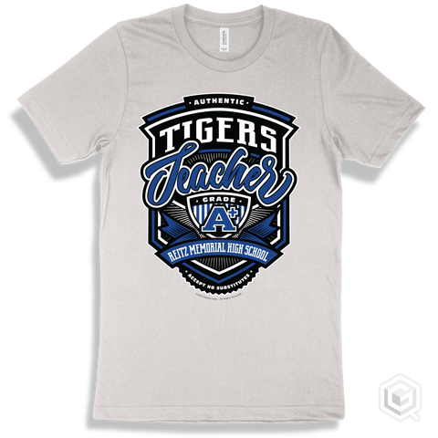Tiger White T-shirt - Authentic Grade A Plus Reitz Memorial High School Tigers Teacher Design