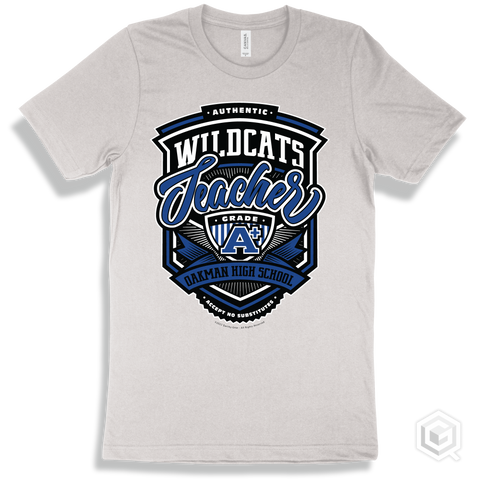 Wildcat White T-shirt - Authentic Grade A Plus Oakman High School Wildcats Teacher Design
