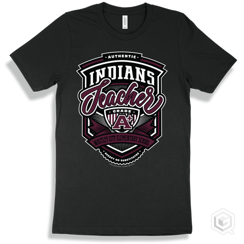 Indian Black T-shirt - Authentic Grade A Plus Whitley City Elementary School Indians Teacher Design