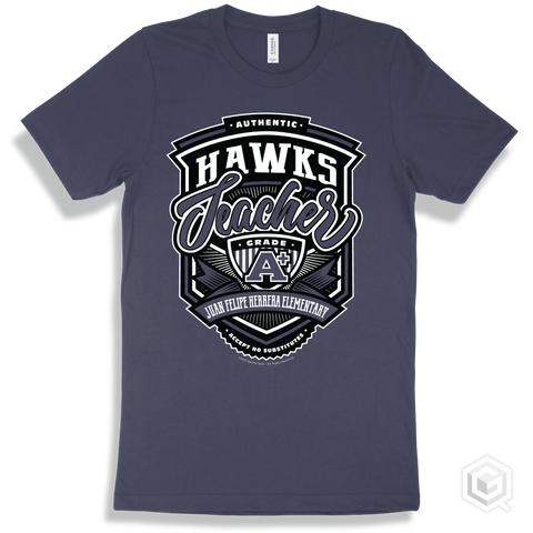 Hawk Navy T-shirt - Authentic Grade A Plus Juan Felipe Herrera Elementary Hawks Teacher Design