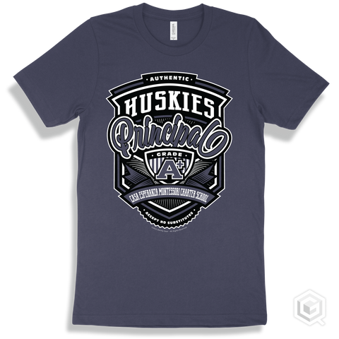 Husky Navy T-shirt - Authentic Grade A Plus Casa Esperanza Montessori Charter School Huskies Principal Design