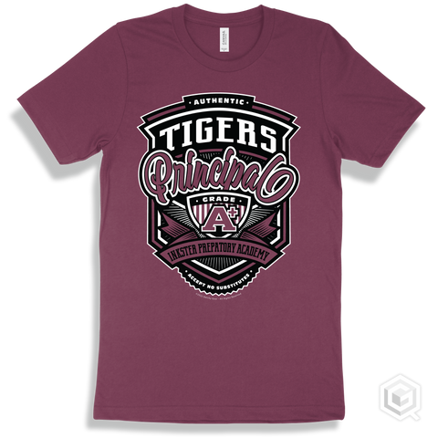 Tiger Maroon T-shirt - Authentic Grade A Plus Inkster Prepatory Academy Tigers Principal Design