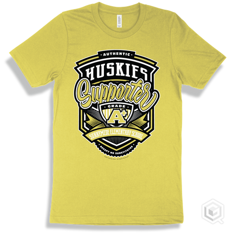 Husky Yellow T-shirt - Authentic Grade A Plus Sunnymede Elementary School Huskies Supporter Design