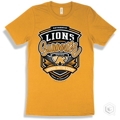 Lion Gold T-shirt - Authentic Grade A Plus Landmark Christian Academy Lions Supporter Design