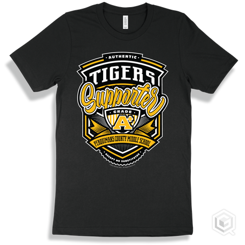 Tiger Black T-shirt - Authentic Grade A Plus Perquimans County Middle School Tigers Supporter Design