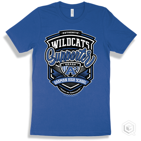 Wildcat True Royal T-shirt - Authentic Grade A Plus Oakman High School Wildcats Supporter Design