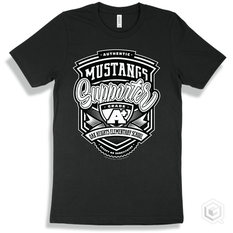 Mustang Black T-shirt - Authentic Grade A Plus Oak Heights Elementary School Mustangs Supporter Design