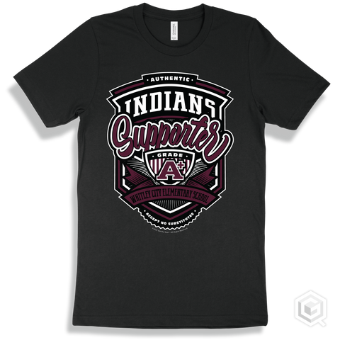 Indian Black T-shirt - Authentic Grade A Plus Whitley City Elementary School Indians Supporter Design