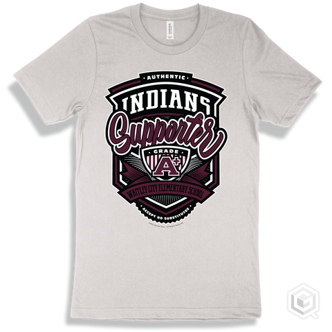 Indian White T-shirt - Authentic Grade A Plus Whitley City Elementary School Indians Supporter Design