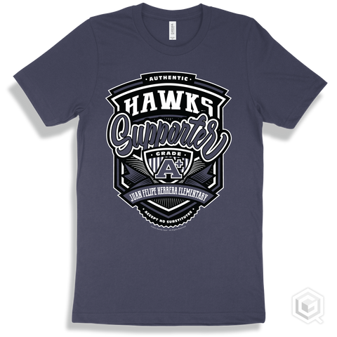 Hawk Navy T-shirt - Authentic Grade A Plus Juan Felipe Herrera Elementary Hawks Supporter Design