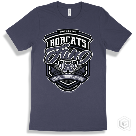 Bobcat Navy T-shirt - Authentic Grade A Plus Leona Valley Elementary School Bobcats Fan Design