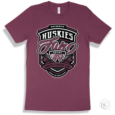 Husky Maroon T-shirt - Authentic Grade A Plus Sunnymede Elementary School Huskies Fan Design