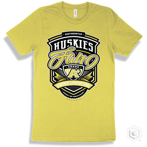 Husky Yellow T-shirt - Authentic Grade A Plus Sunnymede Elementary School Huskies Fan Design