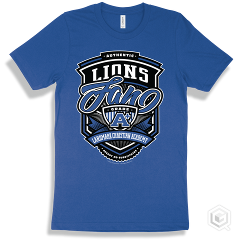 Lion True Royal T-shirt - Authentic Grade A Plus Landmark Christian Academy Lions Fan Design