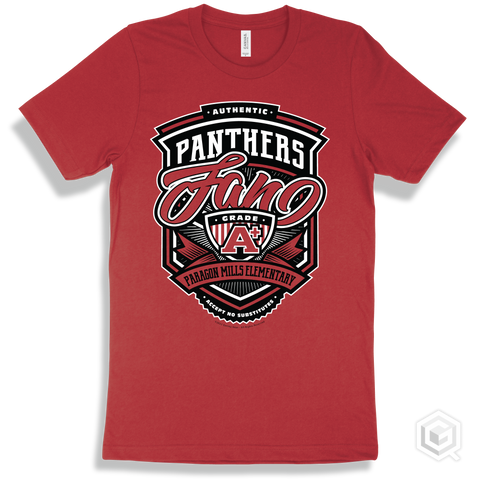 Panther Red T-shirt - Authentic Grade A Plus Paragon Mills Elementary Panthers Fan Design