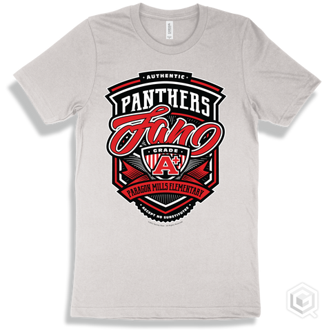 Panther White T-shirt - Authentic Grade A Plus Paragon Mills Elementary Panthers Fan Design
