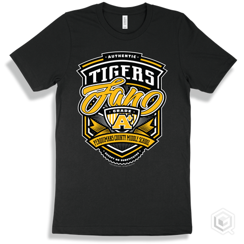 Tiger Black T-shirt - Authentic Grade A Plus Perquimans County Middle School Tigers Fan Design