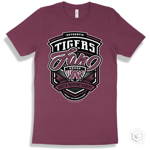 Tiger Maroon T-shirt - Authentic Grade A Plus Inkster Prepatory Academy Tigers Fan Design