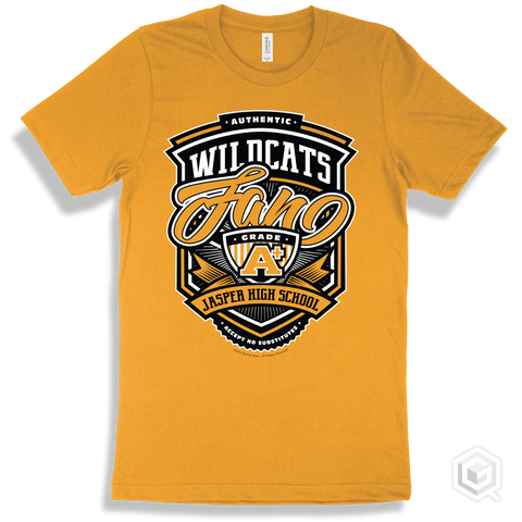 Wildcat Gold T-shirt - Authentic Grade A Plus Jasper High School Wildcats Fan Design