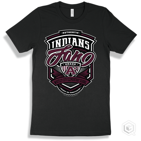 Indian Black T-shirt - Authentic Grade A Plus Whitley City Elementary School Indians Fan Design