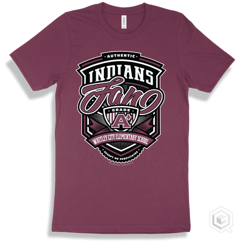 Indian Maroon T-shirt - Authentic Grade A Plus Whitley City Elementary School Indians Fan Design